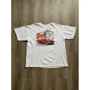 Vintage 90's Ford Mustang Hoofbeats Heartbeats Car Racing Promo Art Horse Grey T
